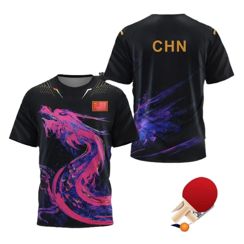 Badminton Outfit - Kaus Grafis Tenis Meja CHINA Dragon